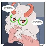 absurd_res anthro deltarune digital_media_(artwork) eyewear flirting glasses hi_res horn inuyuru looking_at_viewer male open_mouth ralsei solo undertale_(series)