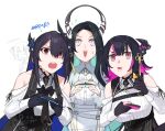  4girls aradia_ravencroft asymmetrical_horns bad_id bad_twitter_id black_hair blue_hair breasts colored_inner_hair dasdokter demon_horns english_text highres hololive hololive_english horns large_breasts long_hair malpha_ravencroft mamarissa mole mole_under_eye multicolored_hair multiple_girls nerissa_ravencroft pink_hair profanity red_eyes short_hair siblings sisters two-tone_hair uneven_horns virtual_youtuber 