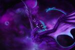 ambiguous_gender claws cloud dragon feral flying glowing hi_res membrane_(anatomy) membranous_wings planet purple_body scales scalie selianth solo space tail teeth wings