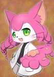  1girl artist_request cat cat_busters furry green_eyes long_hair open_mouth pink_hair solo 