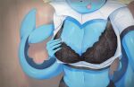 anthro anthrofied big_breasts blush bodily_fluids breasts cleavage clothed clothing eeveelution female generation_1_pokemon hand_on_breast hi_res kaiske2 nintendo pokemon pokemon_(species) selfie solo sweat tongue tongue_out vaporeon