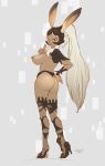  animal_humanoid armor big_breasts breasts brown_eyes butt clothing dark_skin female final_fantasy final_fantasy_xii footwear fran hair helmet hi_res high_heels humanoid lagomorph long_ears long_hair looking_at_viewer looking_back mammal quelico rabbit_humanoid rear_view shoes solo square_enix unconvincing_armor underwear video_games viera white_hair 