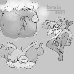 absurd_res balls blush bodily_fluids braix7_(artist) braixen cheek_tuft dripping dripping_penis eyewear facial_tuft fluffy fluffy_tail generation_6_pokemon genital_fluids genitals glasses head_tuft hi_res lychee_(braix7) male monochrome musk musk_clouds musk_fetish musky_balls musky_cock nintendo penis pokemon pokemon_(species) precum precum_drip saggy_balls simple_background solo sweat sweatdrop tail thick_thighs tired tired_eyes tuft