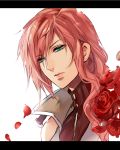  final_fantasy final_fantasy_xiii green_eyes half-closed_eyes lightning_farron long_hair pink_hair solo tama_(tmfy5) upper_body 