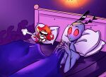 1_eye after_sex animal_humanoid arthropod arthropod_humanoid blush cigarette cyclops daringstars demon demon_humanoid duo female hazbin_hotel hi_res humanoid insect insect_humanoid lepidopteran lepidopteran_humanoid male moth_humanoid niffty_(hazbin_hotel) pillow smoking smoking_cigarette valentino_(hazbin_hotel)