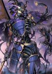  armor duel_monster glowing glowing_eyes glowing_mouth helmet holding holding_sword holding_weapon japanese_armor kabuto_(helmet) katana no_humans raika_no_mushadokuro ringo_ringogoo skeleton skull sword tentacles weapon yu-gi-oh! 