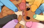 anus balls black_body black_fur black_penis blue_body blue_fur blue_penis blue_scales blush brown_body brown_fur eevee eeveelution erection espeon fangs feral flareon foreskin fur generation_1_pokemon generation_2_pokemon generation_4_pokemon generation_6_pokemon genitals glaceon glans green_body green_fur green_penis group hi_res humanoid_genitalia humanoid_penis jolteon larger_male leafeon looking_at_another lying male male/male manmosu_marimo nintendo on_back orange_body orange_fur partially_retracted_foreskin pawpads paws penis penis_everywhere penis_size_difference pink_body pink_fur pink_penis pokemon pokemon_(species) purple_body purple_fur purple_penis retracted_foreskin scales size_difference smaller_male spread_legs spreading surrounded_by_penis sylveon teeth umbreon unretracted_foreskin vaporeon white_body white_fur yellow_body yellow_fur yellow_penis