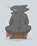 absurd_res anthro black_body black_fur butt cartoon_network crouching digital_media_(artwork) domestic_cat felid feline felis fur green_eyes hi_res looking_at_viewer looking_back magictukai_aaaa male mammal mao_mao:_heroes_of_pure_heart nude open_mouth rear_view sheriff_mao_mao_mao simple_background solo tail washing_clothes