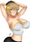  absurdres anis_(nikke) armpits breasts goddess_of_victory:_nikke highres large_breasts presenting_armpit rizkirafu self-upload sweat 