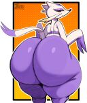 absurd_res ambiguous_gender anthro big_butt butt generation_5_pokemon half-closed_eyes hi_res huge_butt huge_hips huge_thighs hyper hyper_butt inuzu looking_back mienshao multicolored_body narrowed_eyes nintendo nude pokemon pokemon_(species) red_eyes solo thick_thighs two_tone_body whiskers wide_hips