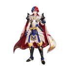  1boy absurdres alear_(engaging_fire)_(fire_emblem) black_footwear blue_eyes blue_gloves blue_hair circlet fire_emblem fire_emblem_engage gloves heterochromia highres looking_at_viewer mikurou_(nayuta) official_alternate_costume pelvic_curtain reaching reaching_towards_viewer red_eyes red_hair scroll smile solo 
