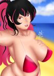  absurdres armpits beach bikini breasts goddess_of_victory:_nikke highres huge_breasts large_breasts quency_(nikke) rizkirafu selfie swimsuit 
