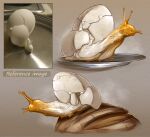 ambiguous_gender egg egg_creature eggshell eyestalks feral gastropod hi_res legless mollusk notched_shell rappenem reference_image shell snail solo white_body