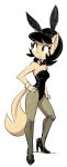  2018 4_fingers anthro black_hair bow_tie breasts bunny_costume bunny_ears_(disambiguation) cat clothing costume dbaru digital_media_(artwork) feline female footwear fur green_eyes hair hi_res high_heels kitty_katswell leotard mammal nickelodeon playboy_bunny shoes short_hair simple_background sketch solo t.u.f.f._puppy tan_fur white_background 