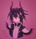  black_hair happy_birthday horns killian_phegor looking_at_viewer male_focus pointy_ears pop-up_story shinigami solo yaka_(ir_mc8a) yellow_eyes 