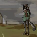 1:1 2024 anthro biped bottomwear clothed clothing cloud cloudy_sky cold eyewear felid female footwear fully_clothed glasses hair hi_res long_hair mammal outside pantherine pants scarf shoes sky snow_leopard solo spincraze standing sweater tail topwear trudy_(spincraze)