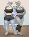 big_breasts blackbetty breasts cleavage clothed clothing duo female generation_1_pokemon hi_res looking_at_viewer muscular muscular_female nidoqueen nintendo pokemon pokemon_(species) rhydon simple_background smile thick_thighs