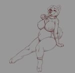 absurd_res anthro big_breasts breasts clothing exposed_breasts female freckles fsdog hi_res huge_breasts one-piece_swimsuit pregnant pregnant_anthro pregnant_female sketch solo swimwear teasing