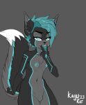 2023 android anthro blue_eyes blue_hair bodily_fluids breasts claws digital_media_(artwork) dipstick_tail drooling_tongue english_text felid feline felis female fluffy fluffy_tail fur genitals grey_body hair half-closed_eyes hi_res inner_ear_fluff kaiju_rat licking machine mammal markings narrowed_eyes navel nipples nude open_mouth oral_invitation portrait pussy robot saliva signature simple_background slim small_breasts solo sra_(mitchy) tail tail_markings text three-quarter_portrait tongue tongue_out tuft white_claws