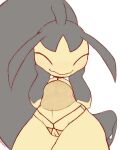 anthro artist_name black_hair closed_smile clothing eyes_closed female fishnet_clothing generation_3_pokemon genitals hair hair_mouth hand_on_face hi_res lingerie long_hair mawaifu mawile mouth_closed nintendo noseless pokemon pokemon_(species) pussy sharp_teeth signature simple_background sketch smile solo teeth thick_thighs wavy_mouth white_background wide_hips yellow_body yellow_skin