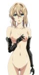  :d ass_visible_through_thighs blonde_hair blue_eyes breasts censored collarbone gentoku highres looking_at_viewer mechanical_arms mosaic_censoring navel nipples nude open_mouth prosthesis prosthetic_arm pussy simple_background small_breasts smile solo violet_evergarden violet_evergarden_(character) white_background 