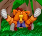 anthro anthro_on_anthro anus balls bandicoot butt clothed clothing crash_bandicoot crash_bandicoot_(series) duo erection female footwear fur gloves grass hair hi_res jaynatorburudragon jungle lying male male/female male_penetrating mammal marsupial on_back on_ground on_top orange_fur outside penetration penis presenting presenting_anus presenting_hindquarters raised_leg red_hair romantic_couple sex shoes shorts signature spread_legs spreading tawna_bandicoot thick_thighs uncut vaginal vaginal_penetration video_games 