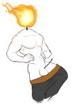  balls barazoku brasa_(himeros) candle clothing fire himerosthegod humanoid male muscular not_furry pants penis simple_background solo unusual_penis white_skin 