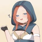  1girl animification apex_legends arm_strap ash_(titanfall_2) ash_(titanfall_2)_(cosplay) ashleigh_reid black_gloves blue_eyes blush breasts brown_choker brown_hair choker cleavage cosplay fingerless_gloves gloves looking_at_viewer medium_breasts nagoooon_114 open_mouth orange_hair smile solo translation_request 