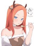  2girls :o android animal_ears apex_legends ash_(titanfall_2) ashleigh_reid bare_shoulders blue_eyes breasts brown_dress capelet choker cleavage collarbone deer_ears dress fake_animal_ears fake_antlers food food_on_face highres hood hood_up hooded_capelet looking_at_viewer medium_breasts merry_christmas multiple_girls nagoooon_114 off-shoulder_dress off_shoulder open_mouth portrait simulacrum_(titanfall) solo_focus translation_request white_choker 