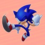  1boy ;) animal_ears crabbin gloves green_eyes hedgehog highres male_focus one_eye_closed shoes simple_background smile solo sonic_(series) sonic_the_hedgehog sonic_the_hedgehog_(idw) tail teeth white_gloves 