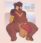2024 absurd_res anthro balls bear belly biped english_text erection genitals hi_res male mammal mostly_nude navel p.bear pawpads paws peculiart penis sitting solo sun_bear text tongue tongue_out ursine