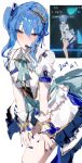  absurdres blue_eyes blue_hair blue_nails dress frilled_cuffs headset highres hololive hoshimachi_suisei long_hair looking_at_viewer nail_polish puffy_short_sleeves puffy_sleeves short_sleeves side_ponytail smile virgo76612871 white_dress wrist_cuffs 