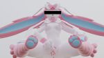 anthro big_ears bow_ribbon eeveelution feet female feraladventure generation_6_pokemon genitals hi_res male nintendo paws pink pokemon pokemon_(species) pussy ribbons solo sylveon white