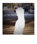  1girl bang_dream! bang_dream!_it&#039;s_mygo!!!!! blurry blurry_background car commentary_request crosswalk day from_behind highres long_hair long_sleeves looking_ahead motor_vehicle official_art outdoors photo_background road shiina_taki shu_atelier solo street 