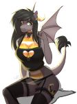  anthro breasts cleavage clothed clothing cutie_mark dragon female garter horn kneeling littlesheep my_little_pony smile solo wide_hips wings 