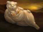 anthro bear belly big_belly big_butt brown_bear butt claws clothed clothing country country_girl countryside curvy_anthro curvy_female curvy_figure digital_media_(artwork) female female/female full-length_portrait grass greenzlie grizzly_bear hairy hi_res kindness landscape lingerie mammal mommy_kink monochrome overweight painting partially_clothed pinup plant portrait pose river sepia slightly_chubby slightly_chubby_female smile snout solo sunset ursine warm_colors wide_hips