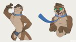  16:9 5_fingers anthro blep blue_clothing blue_collar blue_underwear bodily_fluids brown_body brown_fur brown_hair bulge claws clothing collar drooling eyebrows eyewear finger_claws fingers fur glasses glowing glowing_eyes hair leash leashed_collar male mammal mosin multiple_poses mustelid open_mouth otter paws pose richie_rudders saliva seashell_necklace simple_background solo tail teal_eyes teeth tongue tongue_out underwear white_background widescreen 