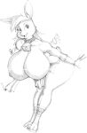  anthro bell bell_collar big_breasts big_butt breasts butt collar cross-eyed female hi_res huge_breasts lagomorph mammal mikeblade sketch smile solo 