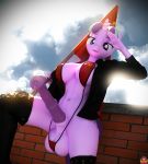  2018 3d_(artwork) 5_fingers abs alternate_hairstyle anatomically_correct anatomically_correct_penis animal_genitalia animal_penis anthro balls big_balls big_breasts bikini blender_(software) boots breasts brick brick_wall cleavage clothed clothing cloud cutie_mark dickgirl digital_media_(artwork) equine equine_penis erection eyebrows eyelashes flag flared_penis footwear forsaken_(artist) friendship_is_magic hair hi_res holding_object horn ineffective_clothing intersex jacket legwear looking_at_viewer mammal medial_ring multicolored_hair my_little_pony navel outside penis portrait pose precum purple_eyes purple_hair russian salute sheath sky sling_bikini soviet_union starlight_glimmer_(mlp) sunlight swimsuit thick_thighs thigh_high_boots thigh_highs three-quarter_portrait two_tone_hair unicorn 