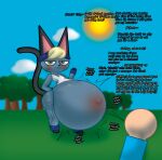  2024 accessory animal_crossing anthro belly big_belly black_ears black_nose black_tail blonde_hair blue_handband blue_headband blue_legband blush brown_eyes clothing cloud colored dialogue digital_media_(artwork) domestic_cat duo english_text exercise fancy_blue felid feline felis grass green_eyes grey_body hair handband headband heterochromia hi_res huge_belly human hyper hyper_belly hyper_pregnancy legband male mammal motion_lines nintendo offscreen_character onomatopoeia pink_inner_ear plant pregnant pregnant_male raymond_(animal_crossing) shaded shirt sky smile smug snaggle_tooth sound_effects sun tail talking_to_another text topwear tree white_clothing white_shirt white_topwear workout 