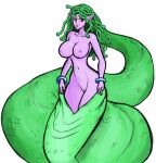  apode areola big_breasts bracelet breasts draconcopode european_mythology eyelashes female genitals gradius greek_mythology green_body green_scales hi_res humanoid humanoid_pointy_ears jewelry legless lipstick living_hair looking_at_viewer makeup medusa mythology navel nipples nude parodius piscirabble pseudo_hair purple_areola purple_body purple_nipples purple_skin pussy red_eyes red_lipstick reptile scales scalie serpentine shedding simple_background small_waist snake snake_hair solo thick_thighs white_background wide_hips 
