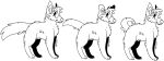 2017 aliasing alpha_channel ambiguous_gender black_line_art canid canine canis curled_tail digital_drawing_(artwork) digital_media_(artwork) digitigrade domestic_dog eyebrows feral fur group head_tuft inner_ear_fluff jaspering line_art mammal misleading_thumbnail monochrome paws simple_background smile snout standing tail transparent_background trio tuft whisker_spots