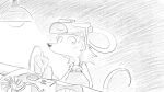  16:9 animal_crossing anthro big_ears biped bodily_fluids clothed clothing dragonweirdo electronics female hi_res holding_object holding_phone mammal mechanic_outfit monochrome mouse murid murine nintendo petri_(animal_crossing) phone rodent solo sweat tail widescreen 