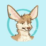 2021 ambiguous_gender anthro blue_background brown_body brown_fur canid canine digital_drawing_(artwork) digital_media_(artwork) dyyrlysh ear_piercing eyebrows fennec_fox fox frown frowning_at_viewer fur head_tuft headshot_portrait hi_res inner_ear_fluff krita_(artwork) looking_at_viewer mammal narrowed_eyes piercing pink_inner_ear portrait shaded simple_background snout solo tan_body tan_fur tan_inner_ear_fluff true_fox tuft whiskers white_whiskers yellow_eyes