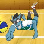  anthro anthrofied ball clothing danthro fuze gym hi_res male nintendo pok&eacute;mon pok&eacute;mon_(species) pok&eacute;morph riolu shirt solo sport t-shirt tank_top video_games volleyball 