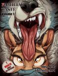  absurd_res anthro antlers beastars blush blush_lines bodily_fluids body_hair brown_body canid canine canis cervine chest_hair comic cover cover_art cover_page cross-eyed deer digital_media_(artwork) duo english_text excited excited_expression excited_for_sex fur grey_body grey_fur growling hair hairy hand_on_muzzle hi_res horn legoshi_(beastars) lips louis_(beastars) male male/male mammal muscular muscular_anthro muscular_male nude open_mouth red_deer saliva saliva_on_tongue saliva_string sharp_teeth simple_background sweat sweatdrop teeth text thendyart tongue tongue_on_face tongue_out white_body white_fur wolf 