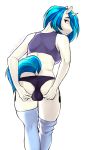  anthro bulge butt clothed clothing dickgirl equine friendship_is_magic horn intersex legwear littlesheep looking_back mammal my_little_pony solo spread_butt spreading standing thigh_highs unicorn vinyl_scratch_(mlp) 