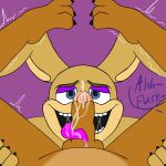  anthro bodily_fluids cum cum_in_mouth cum_inside cum_on_face duo fellatio five_nights_at_freddy&#039;s five_nights_at_freddy&#039;s_vr:help_wanted genital_fluids glitchtrap hi_res human humanoid lagomorph leporid long_tounge looking_at_viewer looking_pleasured male male/male mammal oral orgasm penile purple_background rabbit scottgames sex shaking shaking_legs shaking_orgasm simple_background 