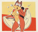  anthro blush breasts canid canine covered_nipples covered_pussy dipstick_tail edtropolis embarrassed eyewear female fox fur glasses mammal markings melanie_(edtropolis) navel nude open_towel red_body red_fur soap_bubbles solo surprised_expression tail tail_markings tan_body tan_fur towel towel_only 