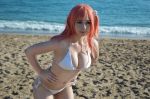  beach bikini breasts cosplay dead_of_alive honoka large_breasts long_hair photo pink_hair yoshinobi 
